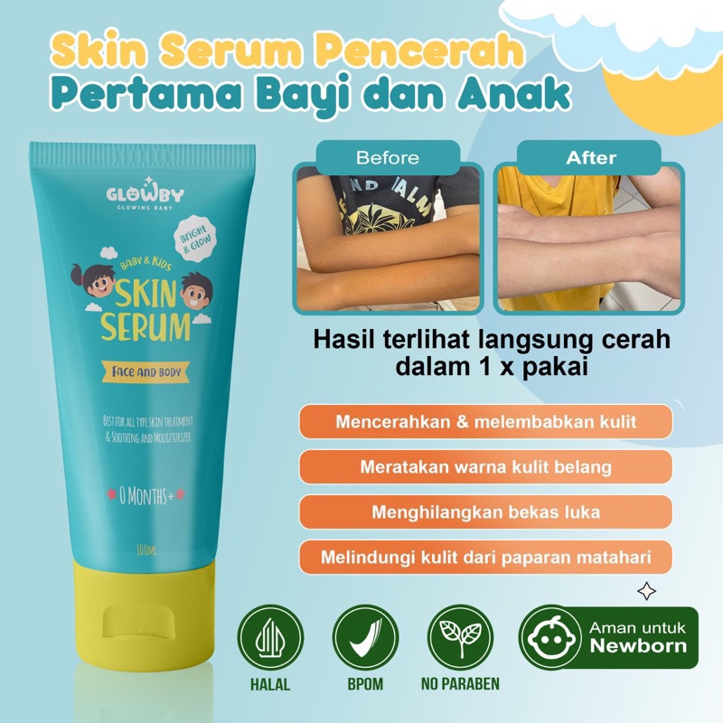(Glowby) Skin Serum Lotion Pencerah Kulit Bayi dan Anak cream pemutih wajah dan badan BPOM menghilan