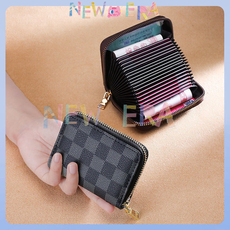 NewEra Dompet Kartu Kulit Mini Dompet Kartu Wanita Dompet Kartu Premium Dompet Motif Resleting Kartu