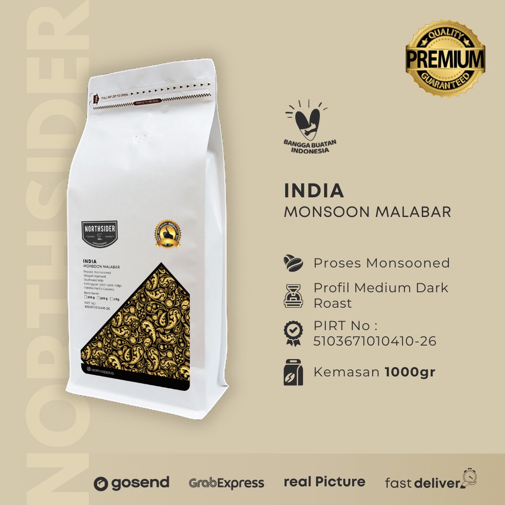 

Northsider Kopi Arabika India Monsoon Malabar Coffee - 1kg