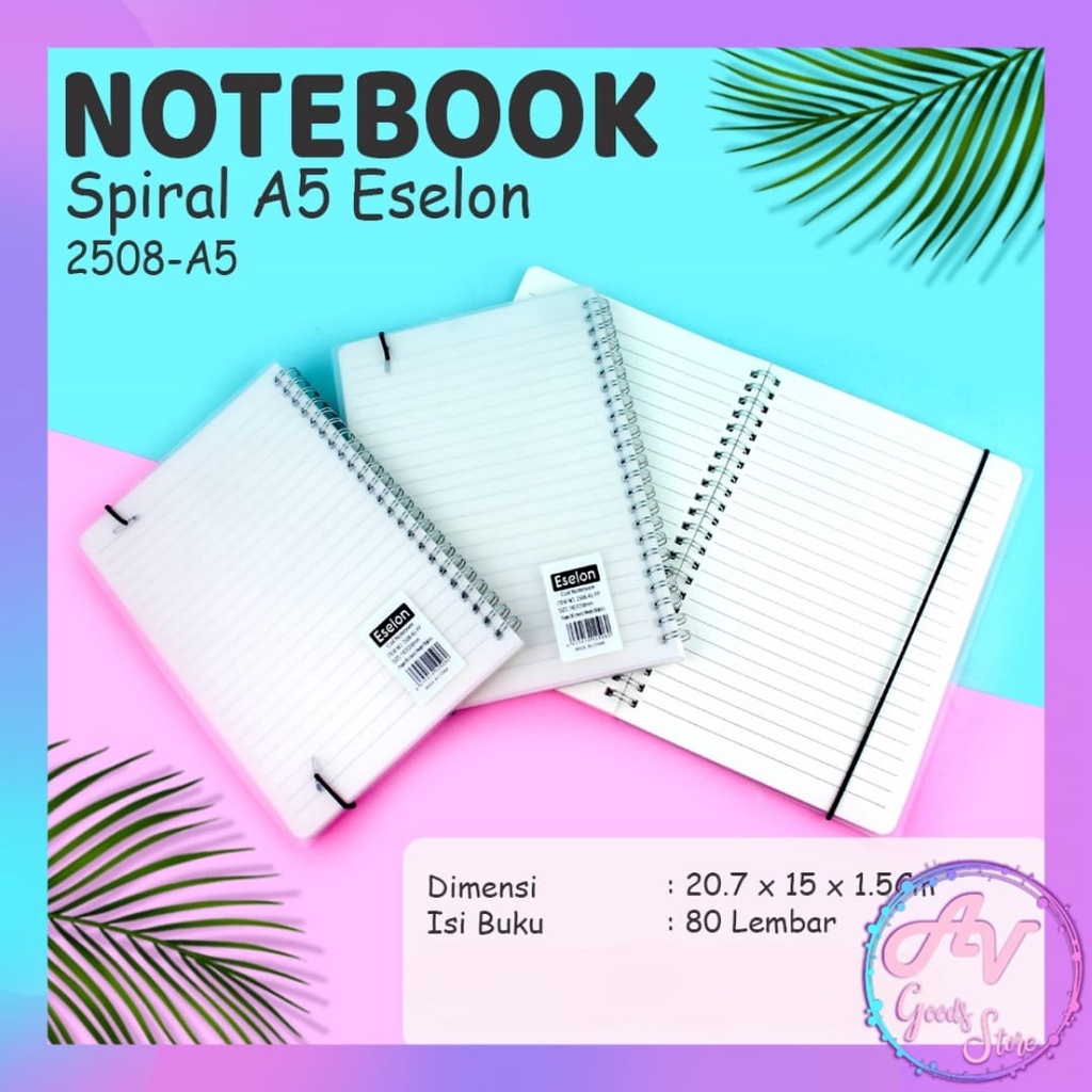 

Notebook Spiral Tali A5 Cover Transparant Eselon 2508 / Diary Office A5 80lbr