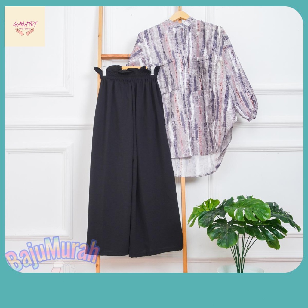 One Set Kekinian / NAJWA - ONE SET WANITA TIARA TUNIK CELANA CRINGKLE