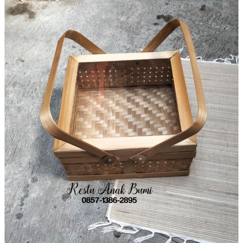( R25 ) packaging Rantang bambu 25cm & 20cm transparan box mika | box hantaran bambu | tempat wajik 