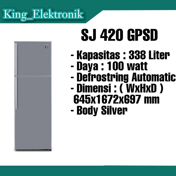 KULKAS SHARP SJ 420 GPSD LEMARI ES 2 PINTU SJ420GPSD SJ 420GPSD PLASMA