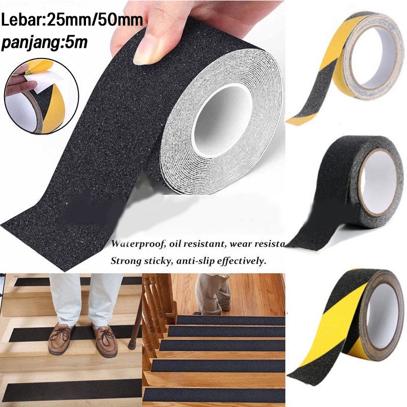 lakban anti slip lakban lantai/Anti Slip Tape Lakban Licin HITAM/ Doubletape Step Nosing karet