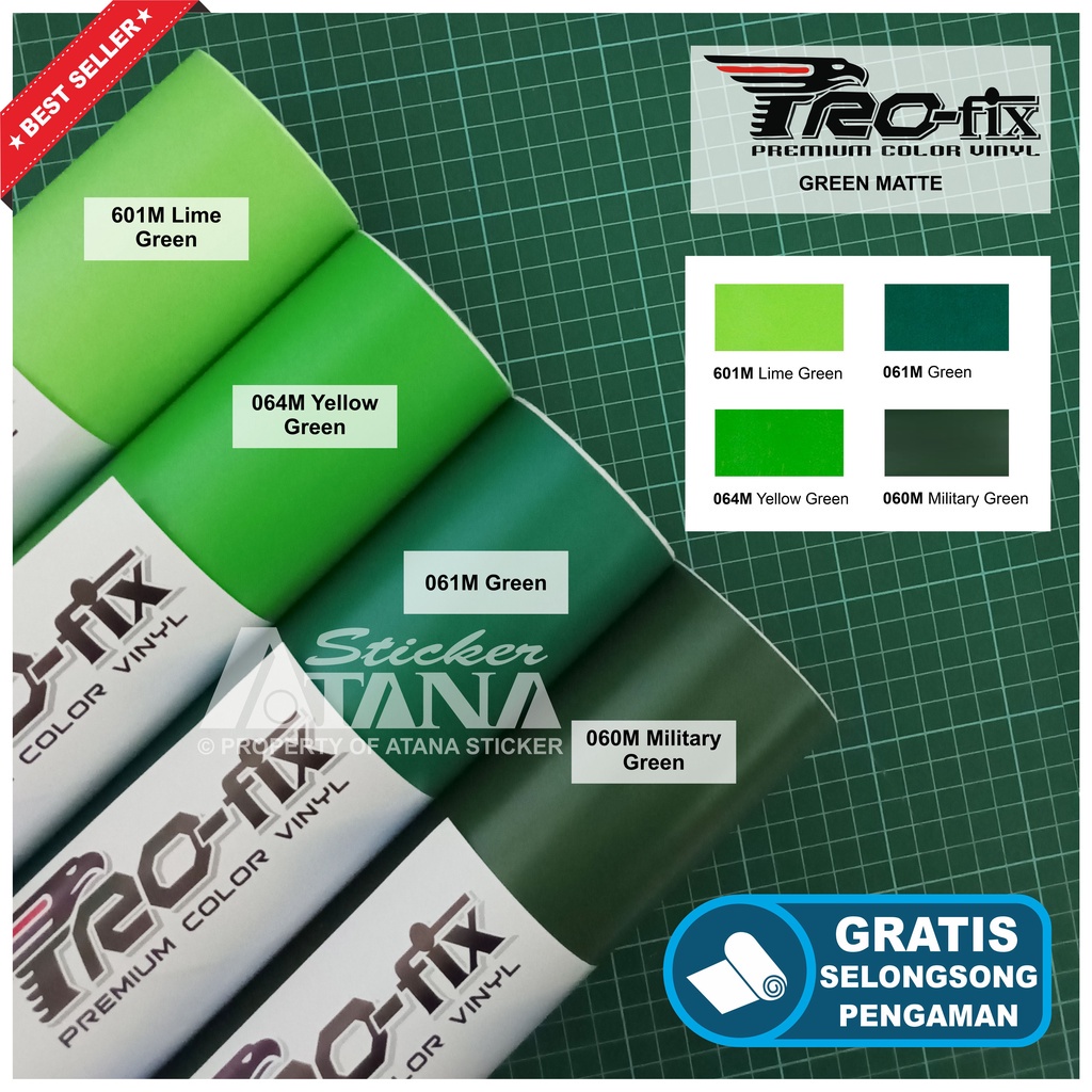 Skotlet Hijau Doff Scotlet Green Tua Muda Stiker Ijo Daun Pupus Army Lumut Dop Sticker Matte Matt Ka