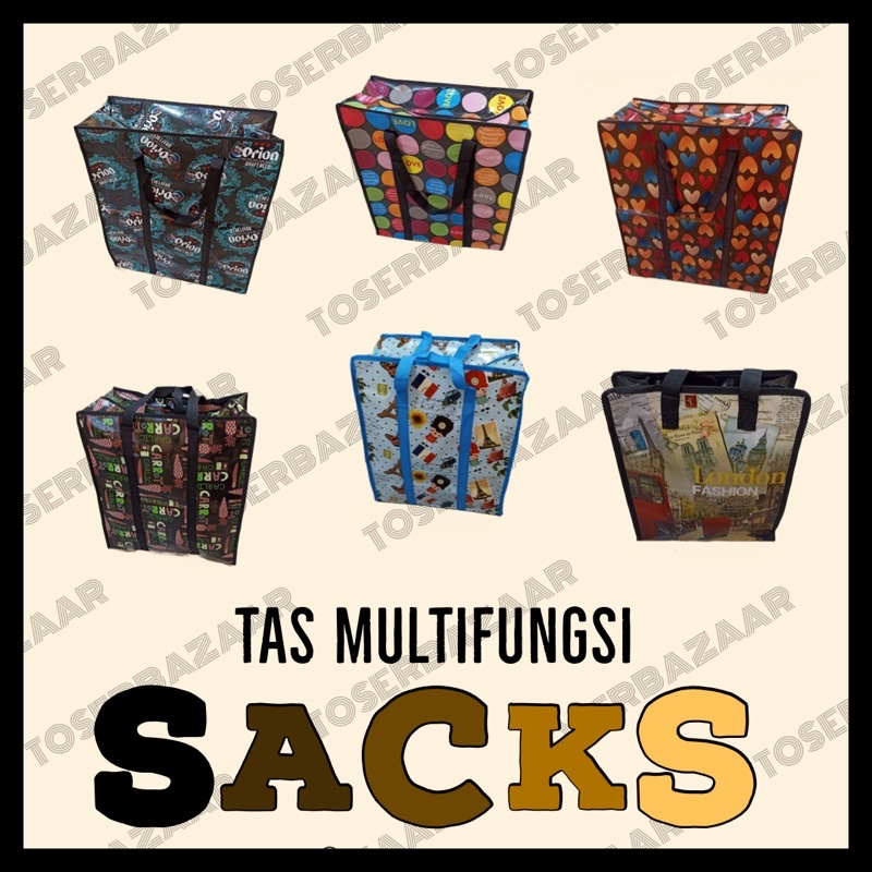 TAS BELANJA TAS LAUNDRY JUMBO KARUNG TERPAL BESAR TAS PLASTIK TRAVELING + RESLETING COD