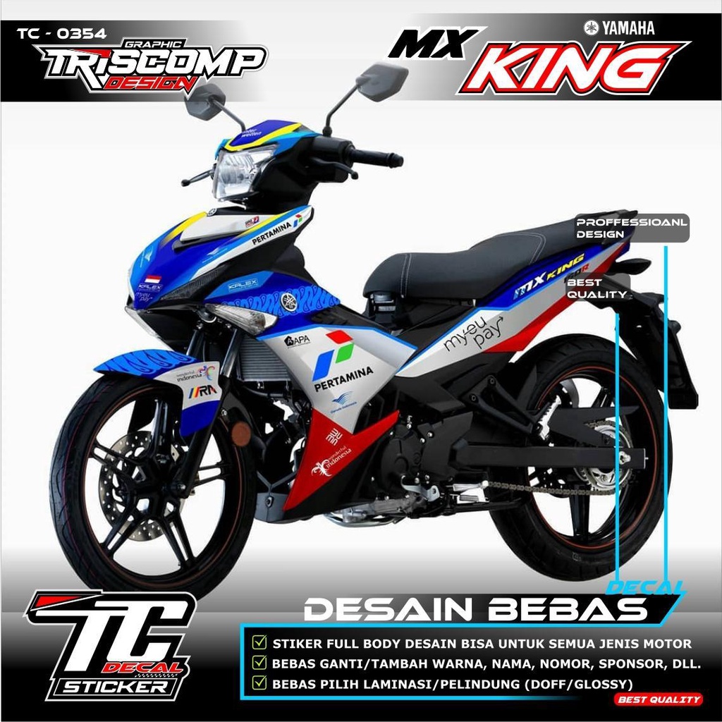 Decal Stiker Mx King 150 Motif mandalika Racing Full Body warna batik mandalika desain custom bisa r
