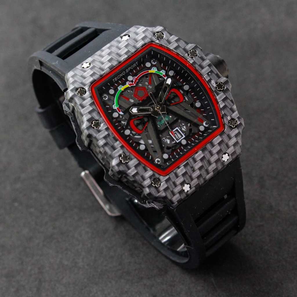 Jam Tangan Pria Analog Sport Model RM 66 TECNO SPORT Original Strap Rubber Silicone Jam Tangan Analo