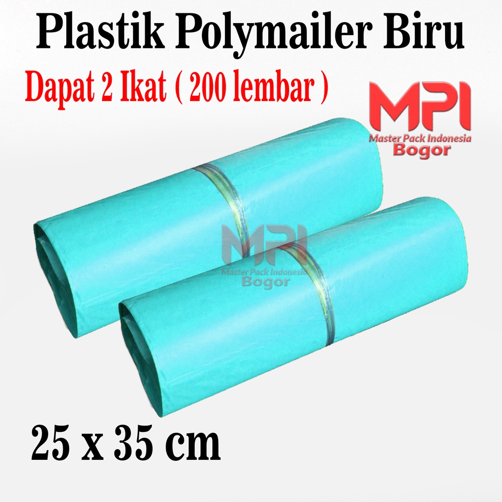 

2 IKAT [ 200 LEMBAR ] Plastik Polymailer Biru 25 x 35 cm - Plastik packaging Kantong Amplop - Master Pack Indonesia Bogor