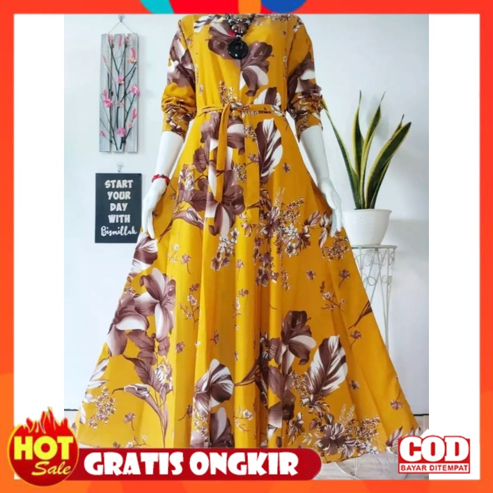 KAIN ADEM HALUS TEBAL / Baju Gamis Monalisa Klok Mayung 4 Meter Motif Bunga Sepatu Terbaru  Murah Me