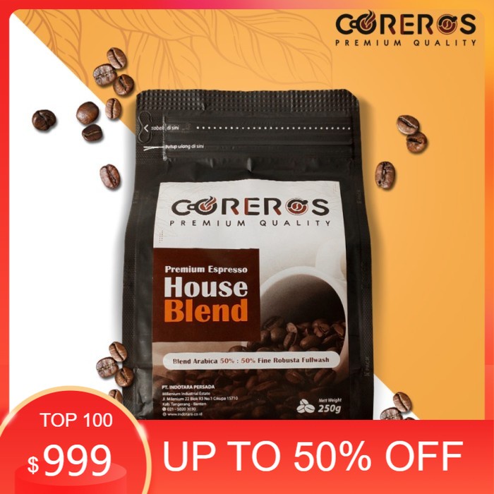 

new Biji Kopi Susu Arabika 50% Robusta 50% Coreros House Blend - 500 Gr - 250 Grams