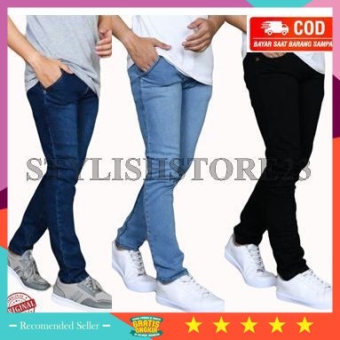 ⭐⭐⭐⭐⭐ Fashion Murah Bisa COD Gratis Ongkir - celana jeans pensil hitam giordano pria cowok Skinny Sl
