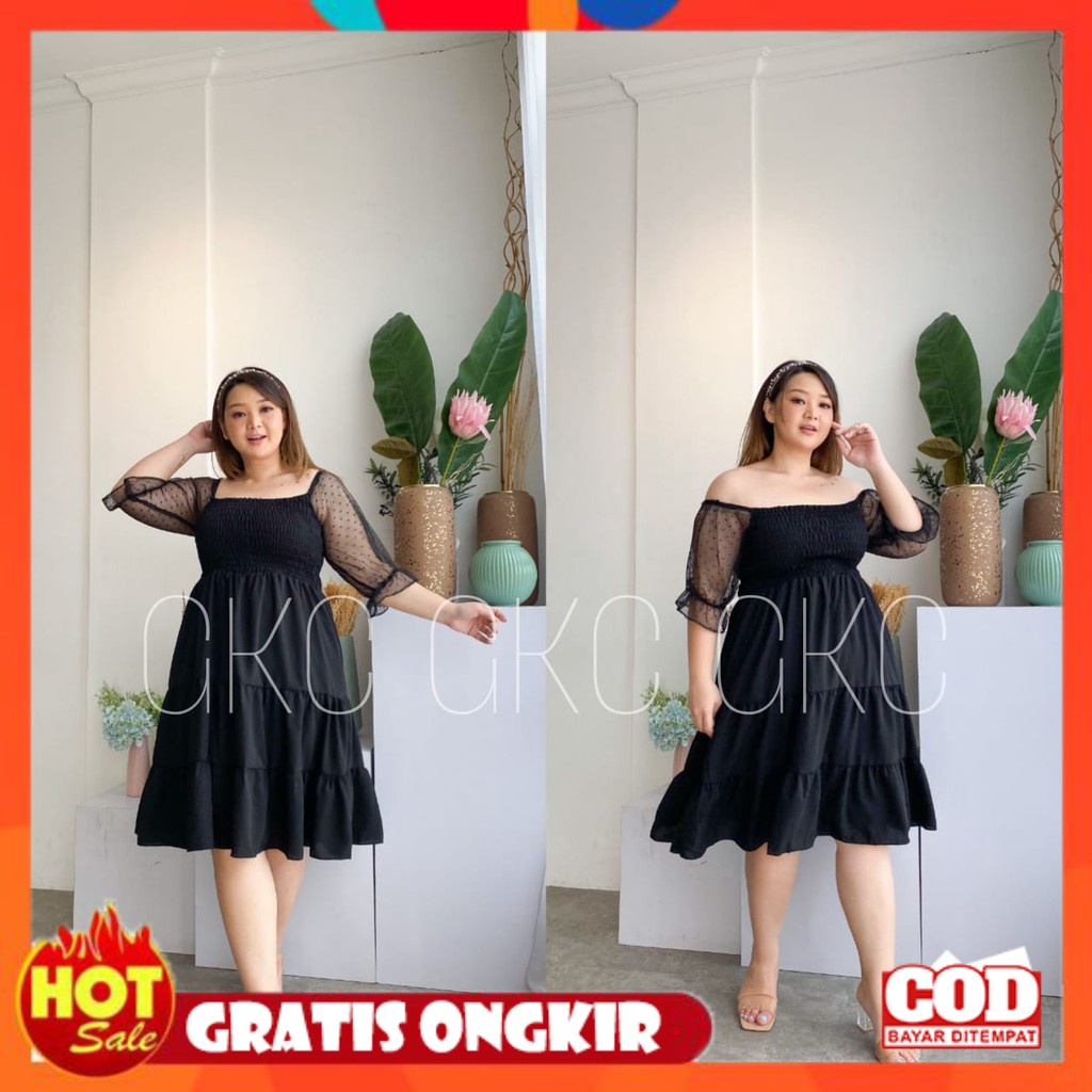 KAIN ADEM HALUS TEBAL / Smoke Dress Jumbo | Gaun Wanita | Dress Korea Style Plus Size | Baju Wanita 