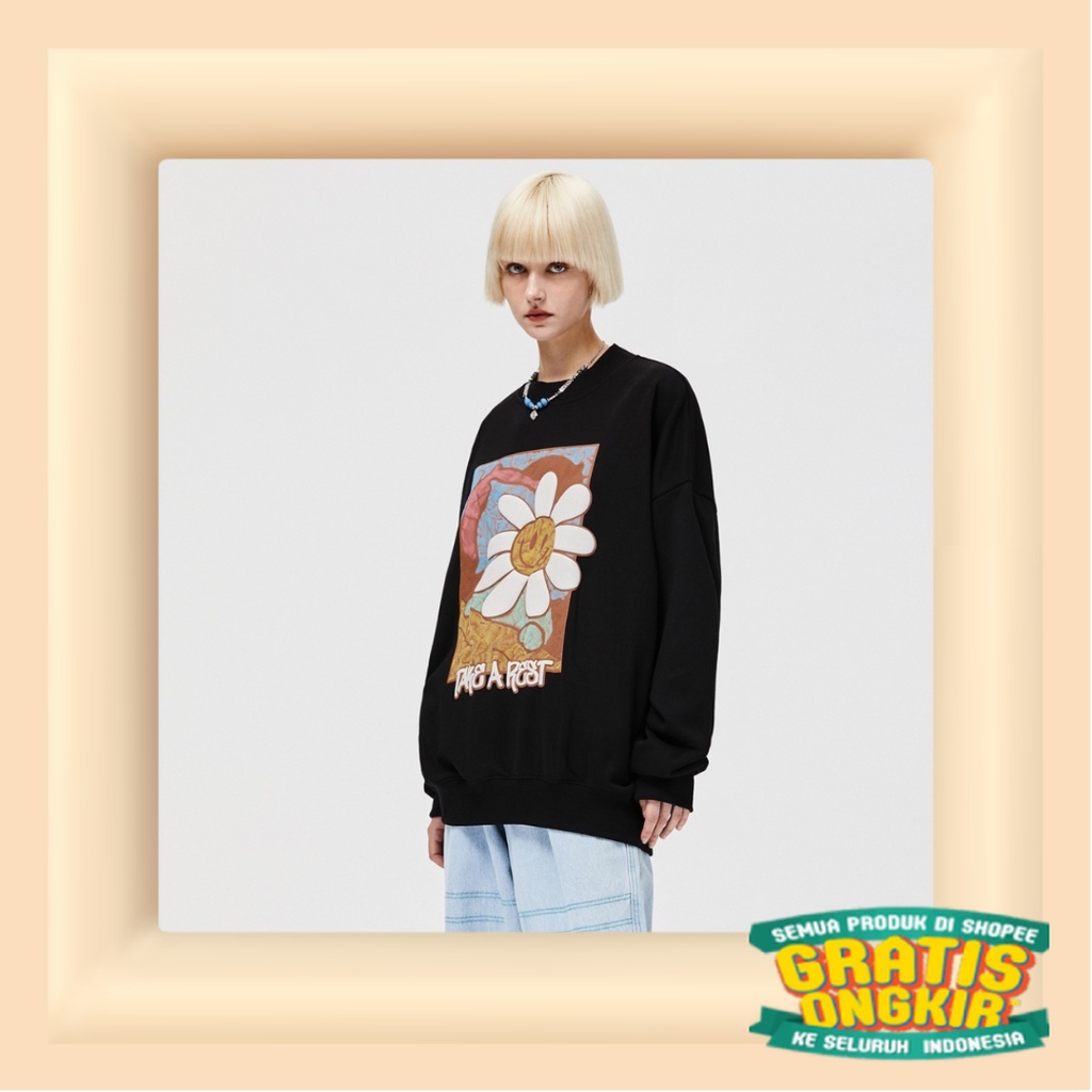 Rest sweatshirt (black) - sweater pria distro sweater pria oversize sweatshirt pria keren crewneck p