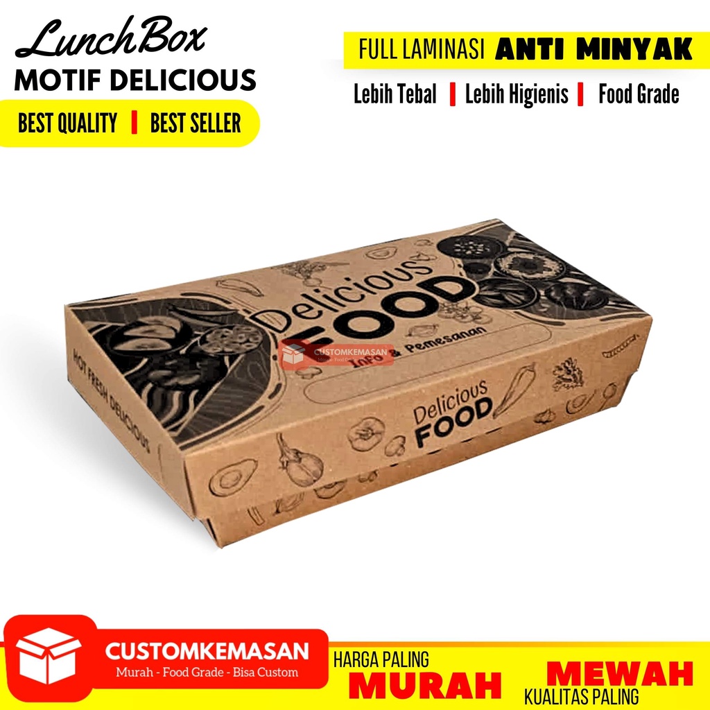 Paper Lunch Box Motif / Lunch Box Paper / Lunch Box  / Lunch Box Kertas / Kemasan Take Away / Kemasa