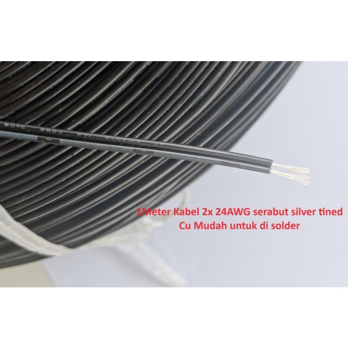 1meter Kabel dempet 2 x AWG24 2x 24AWG x 2 Cable 2x24awg serabut putih MJ27