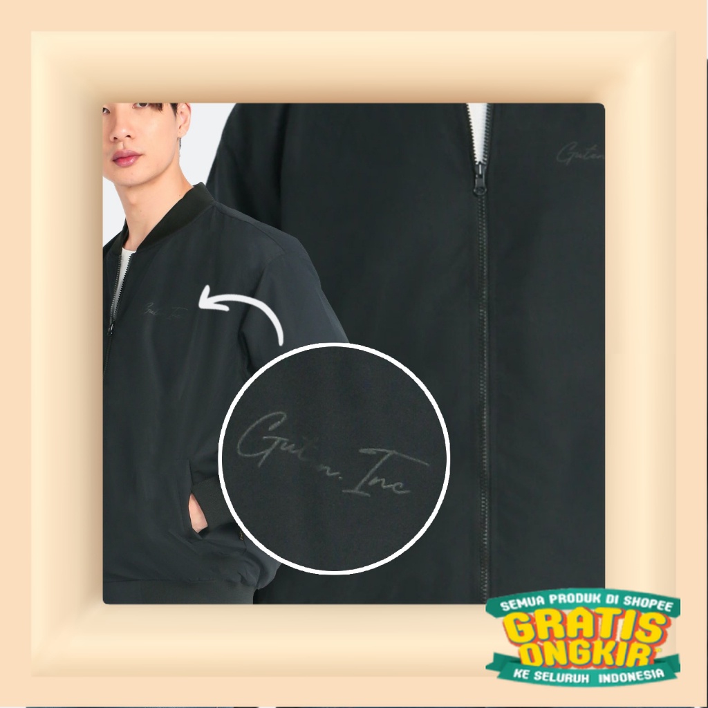 Guteninc - Jaket Bomber Pria Hitam Mayland Bomber Black Jacket/ Black tosca 2 3 warna
