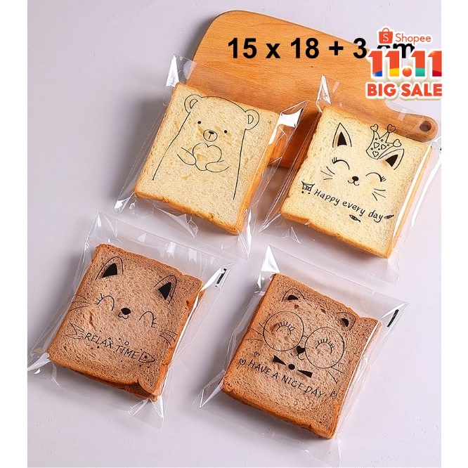 aiGooTan - (ISI 10) PLASTIK ROTI HAPPY 15x18 CM - Kantong Kemasan Perekat Roti Tawar Motif Sobek Man