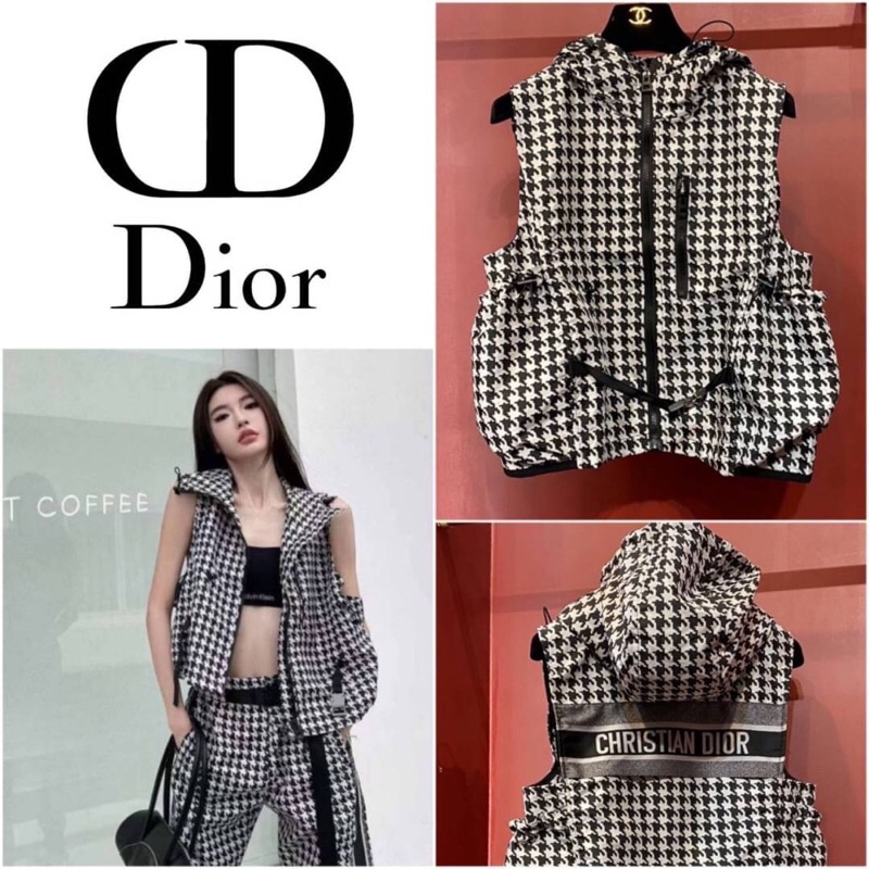 CHRISTAN DIOR OBLIQUE SLEEVELESS HOODED JACKET