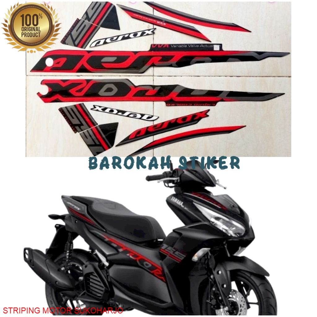 (ORI) Striping Stiker Polet motor Yamaha All New Aerox 155 VVA CONECTED 2022 2023 Hitam full stiker 