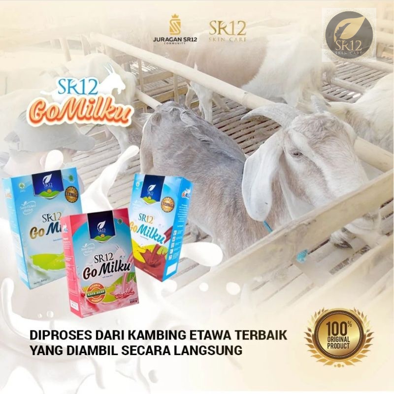 

SUSU KAMBING GOMILKU SR12 / SUSU ETAWA PREMIUM / GOAT MILK SUSU BUBUK TANPA GULA BPOM