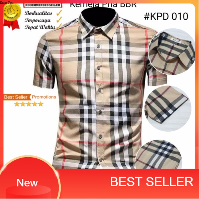 FSF Kemeja Pria Lengan Pendek Distro Keren Kotak Polos BBR Garis Jumbo Kameja Cowok Flanel Motif Dew