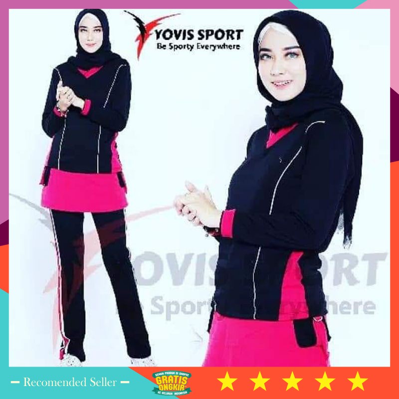 ⭐⭐⭐⭐⭐ Set Wanita Hijab Kekinian SPort Olahraga Murah Modern / Baju senam Wanita AYU TING TING ORI YO