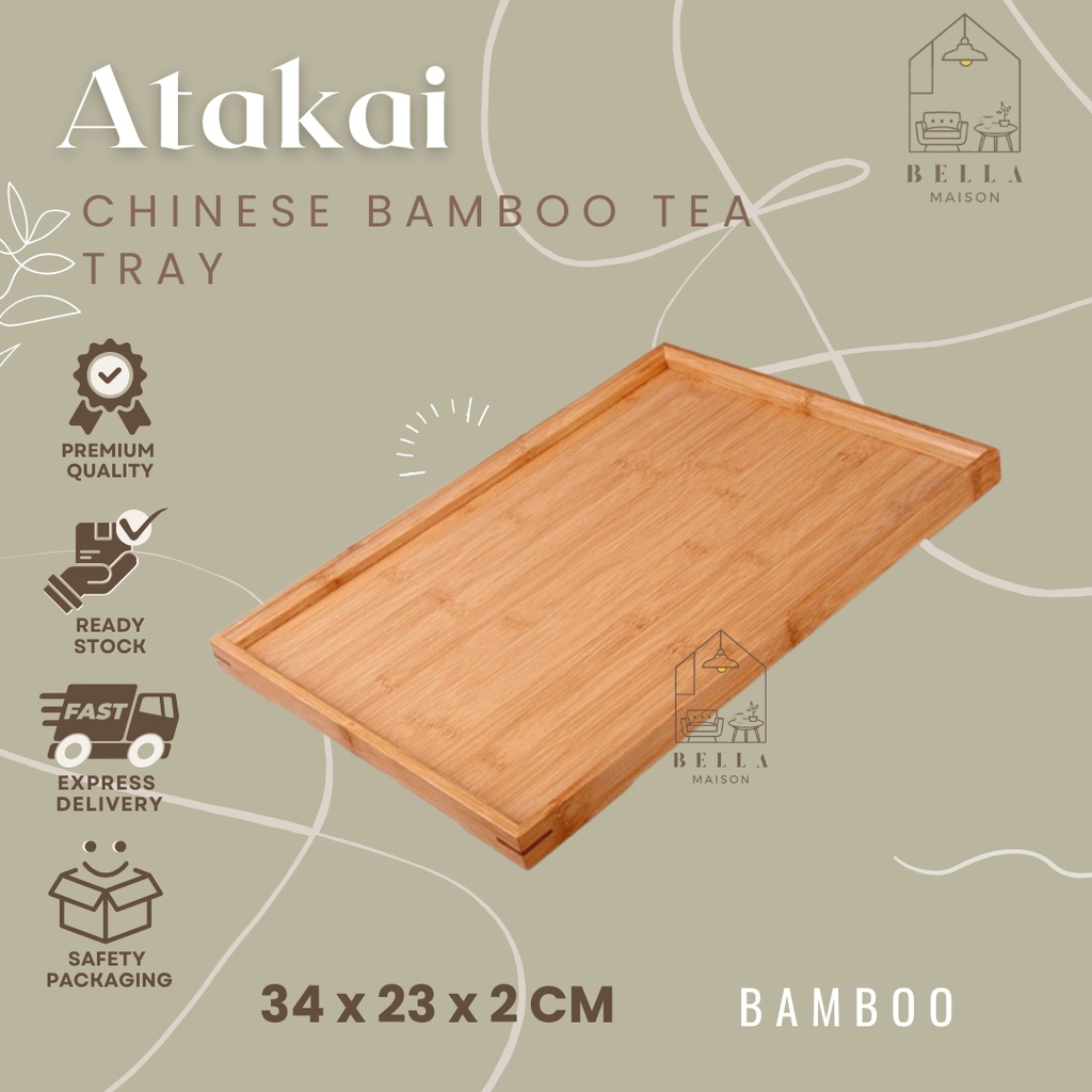 Nampan Kayu Tempat Tatakan Chinese Tea ATAKAI Chinese Bamboo Tea Tray