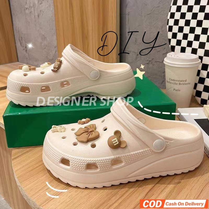 Sepatu Sandal Wanita Jelly Wedges Baim crocs Style