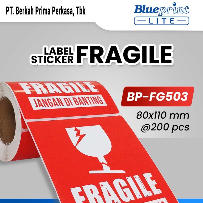 

Label Stiker Fragile Jangan dibanting 80x110 BLUEPRINT FG503 isi 200