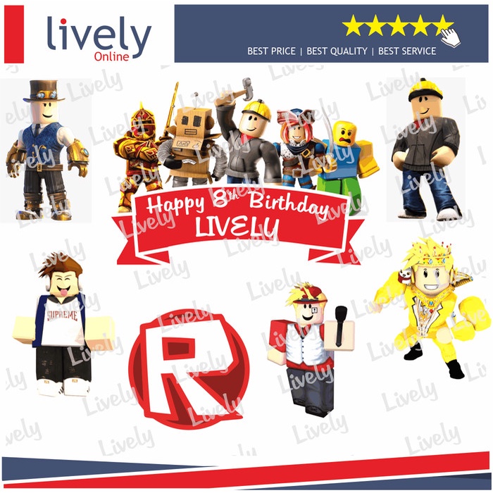 Custom Nama Cake Topper Hiasan Kue Karakter Happy Birthday ROBLOX 03