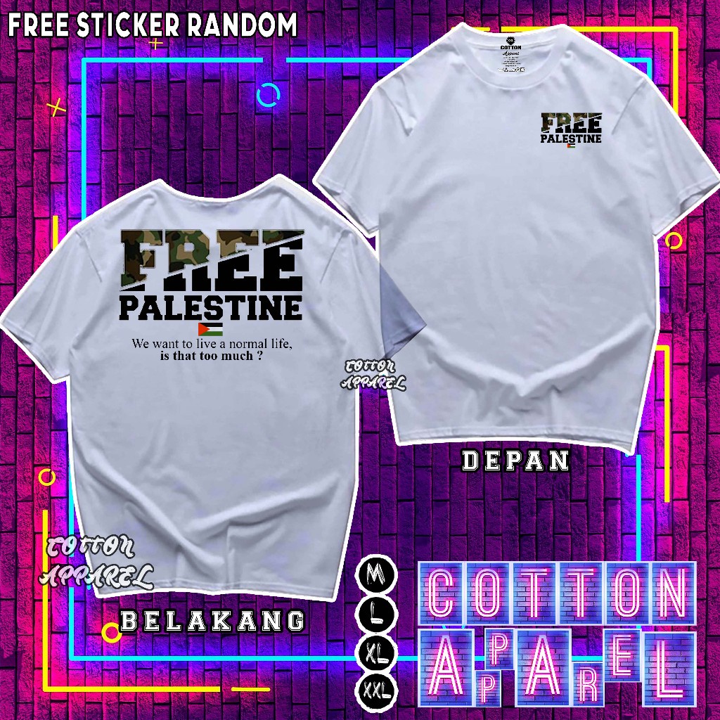 Baju kaos Free Palestine - kaos palestina pria - baju palestina tshirt premium