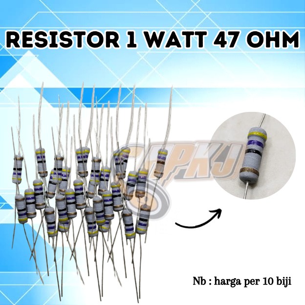 ( 10PCS ) RESISTOR 1 WATT 47 OHM 1watt 47ohm R 1 watt Resisitor 1 watt 47 ohm