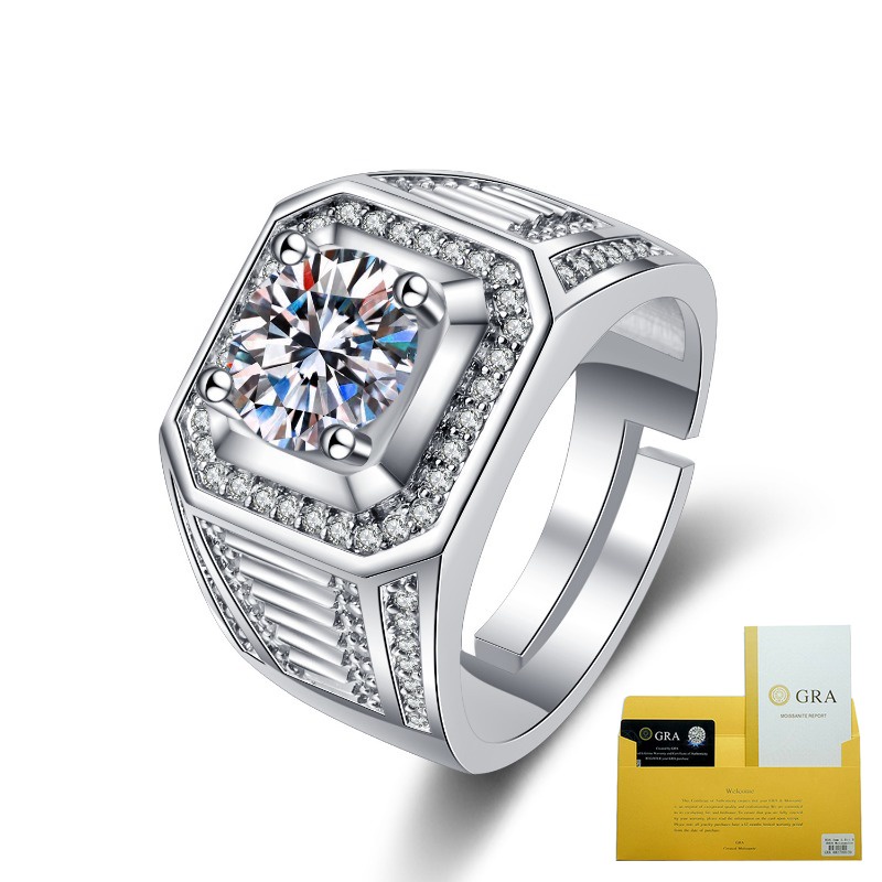 (with Gra Certificate) Penjualan Terlaris Moissanite Mendominasi Cincin Besar Pria