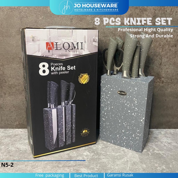 

Pisau set gagang marble putih super tajam premium /Alomi knife N5-2