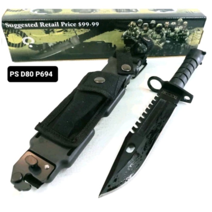 TOKOKAMI pisau DAPUR/DAGING DAPUR/DAGING  Bayonet US M9 Perlengkapan Outdoor - Hitam TERLARIS