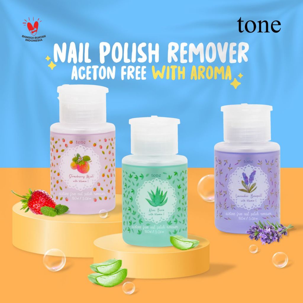 TONE Nail Polish Remover Aceton Free with Aroma 150 ml | Nail Remover Pump 2in1 | Non Acetone