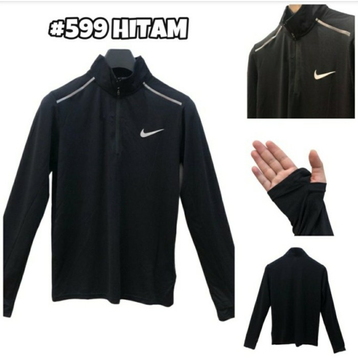 promosi KAOS LENGAN PANJANG NIKE TRAINING DRI FIT POLYSTER HITAM NEW IMPORT - Hitam, L