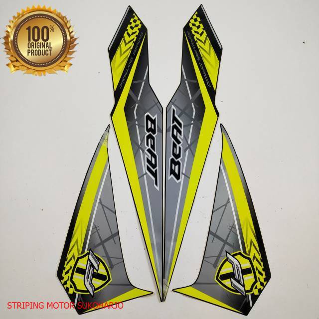 (ORI) striping honda beat fi esp 2016 2017 hitam kuning kualitas original