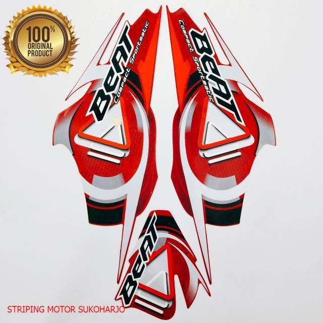 (ORI) striping honda beat karbu 2009 2010 merah kualitas original