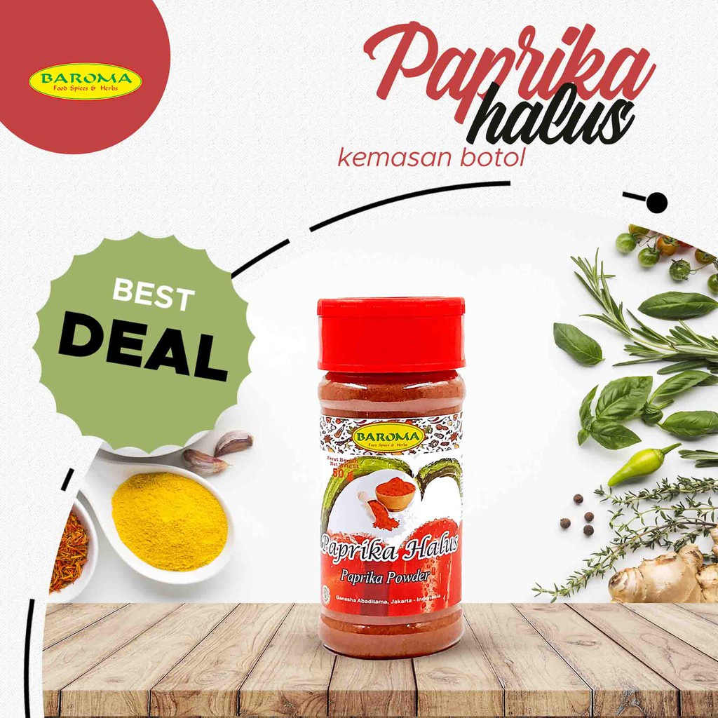 

Paprika Halus / Capsicum Powder 50g - Baroma Bumbu Rempah -