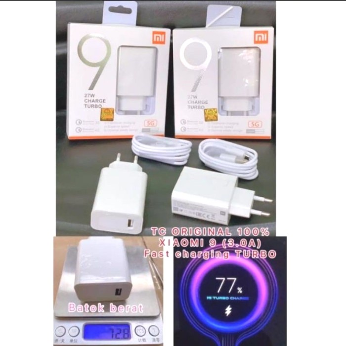 Charger Casan Xiaomi Mi 9 27W Turbo Fast Charging Micro Type C Charger Xiaomi 27 Watt Fast Charger M