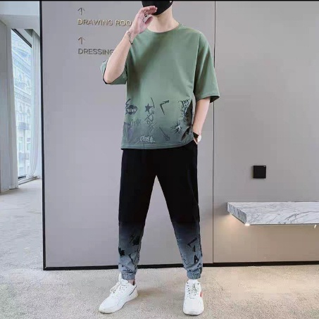 SETELAN OVERSIZE ROCK STAR stelan kaos plus celana panjang nyaman one set