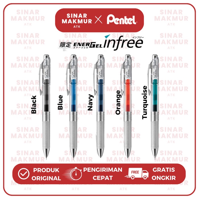 

Retractable Gel Pen/Gel Pen Transparan Infree 0.5mm Pentel (Pcs)