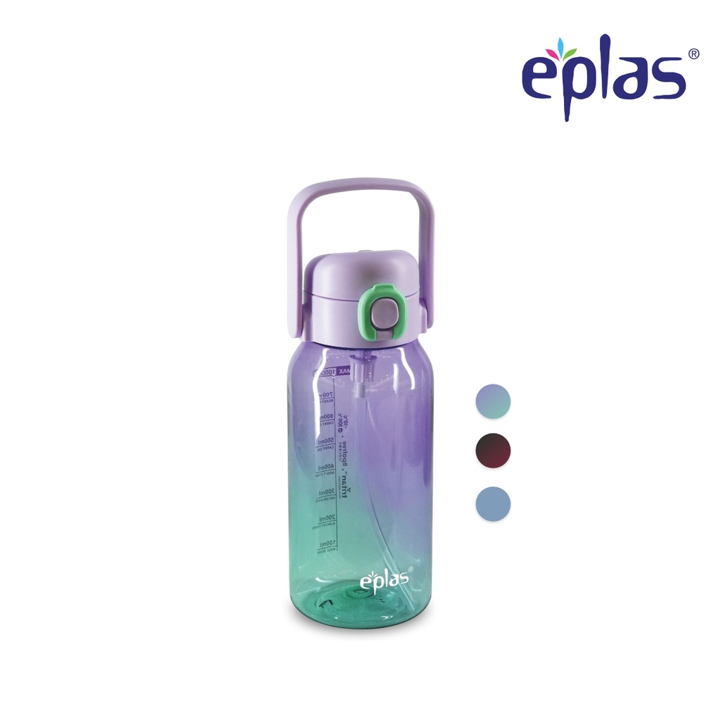 EPLAS Modern Botol Minum Tritan One Touch Multicolour Dengan Sedotan & Pegangan, BPA Free, 1000ml EGCS-1000