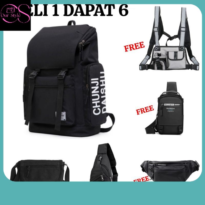 Tas Kualitas Terbaik / JS_BELI 1 DAPAT 6 - Tas Pria ZB RDN 069 Distro Raindoz Bandung Ransel Punggun
