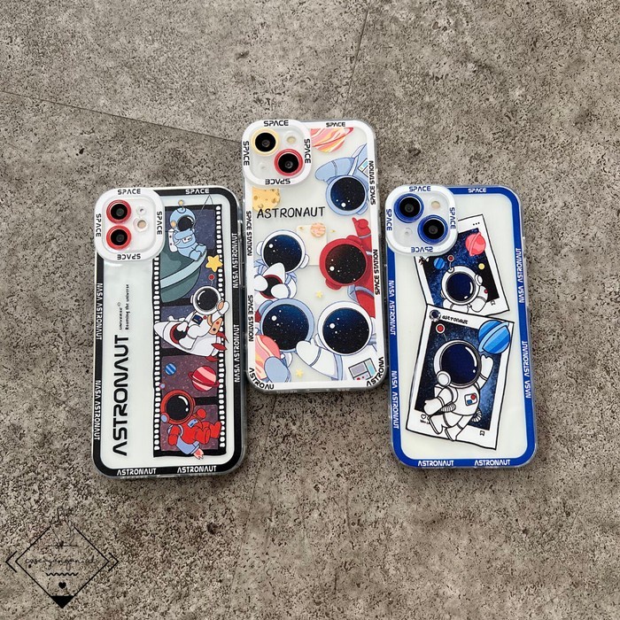 Astronaut Color Case Iphone 12 13 PRO MAX MINI Casing Lucu Astronot - BLACK, 12
