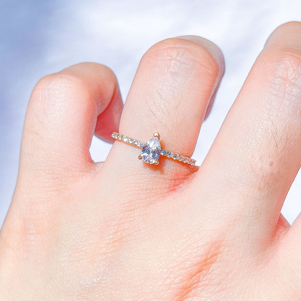 Cincin anak dan dewasa emas asli kadar 750 75 17k rosegold solitaire infinity 2 sisi permata diamond