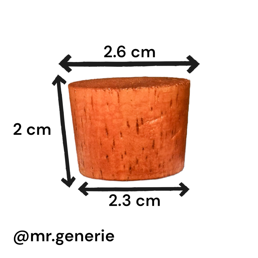 Mr.Generie Brown Wood Cap 26x23x20 mm / tutup botol kayu Alba / murni kayu coklat muda / botol kaca 