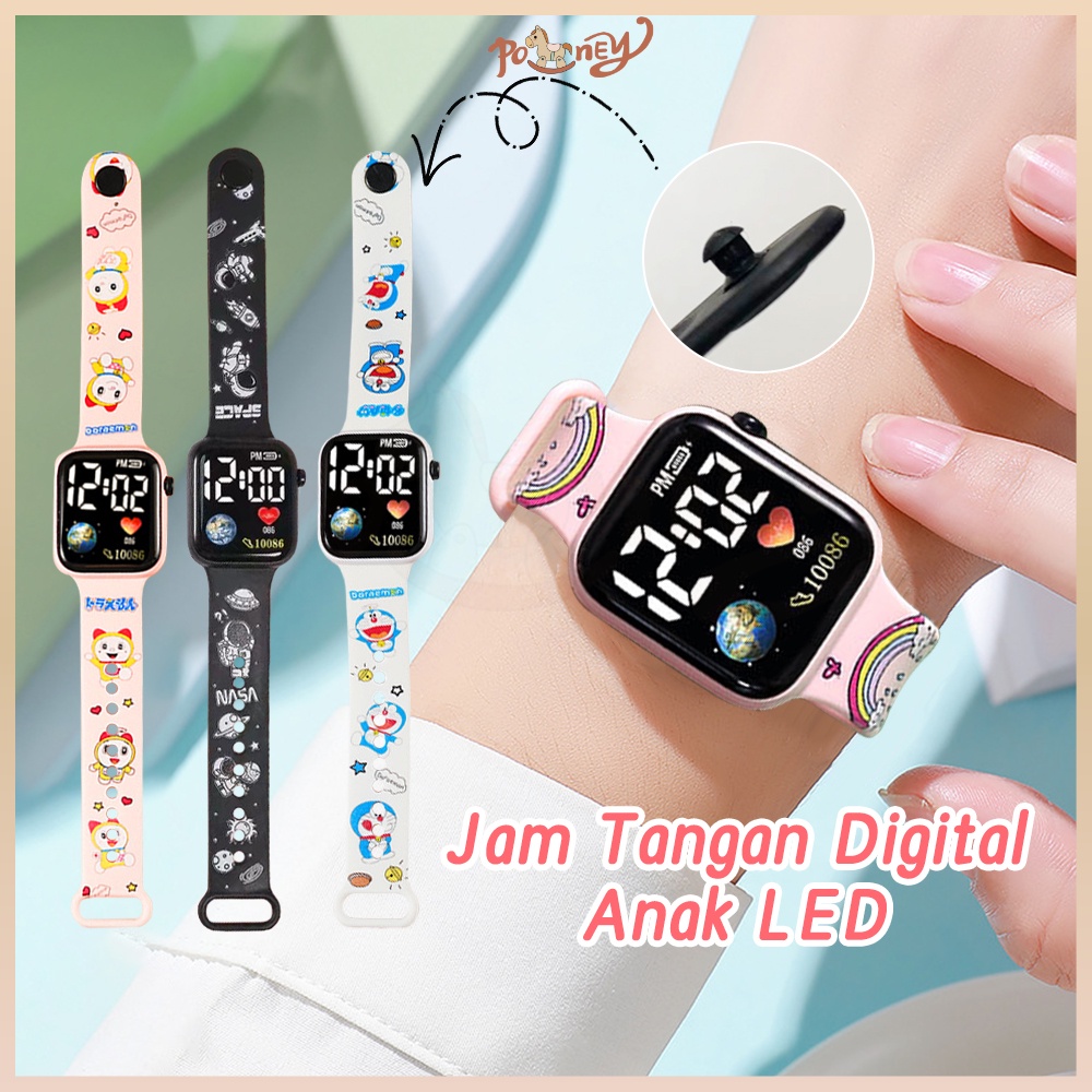 Poney Jam tangan anak elektronik Jam tangan anak laki laki perempuan led gelang